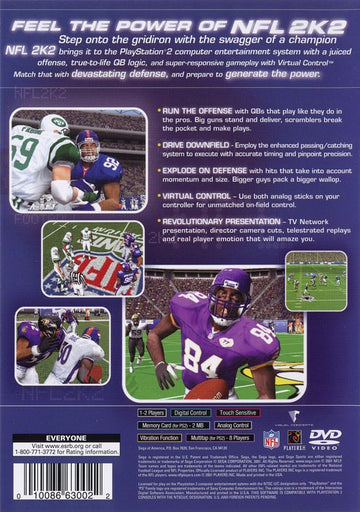 NFL 2K2 | PlayStation 2 | back cover | region=North America | source-country=United States | zypher-v2 | moby-c94b12d1c05b | Data by MobyGames.com