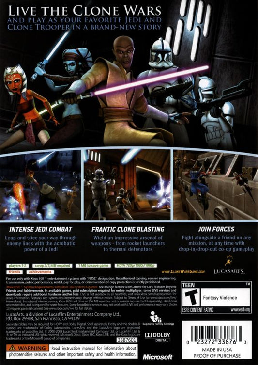
Star Wars: The Clone Wars - Republic Heroes | Xbox 360 | back cover | Data by MobyGames.com