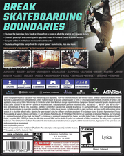 
Tony Hawk's Pro Skater 1 + 2 | PlayStation 4 | back cover | Region: North America | source-country=Canada,United States | Data by MobyGames.com