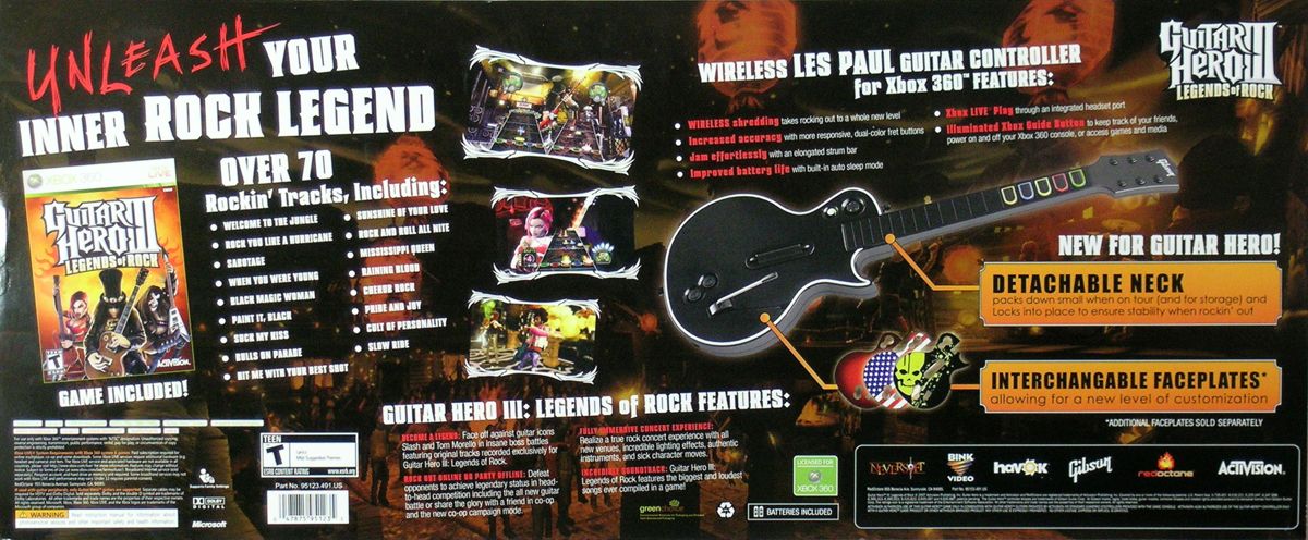 
Guitar Hero III: Legends of Rock | Xbox 360 | back cover | Region: North America | source-country=United States | Data by MobyGames.com