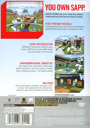 
ESPN NFL Football | PlayStation 2 | back cover | Data by MobyGames.com