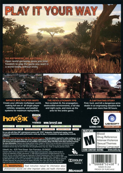
Far Cry 2 | Xbox 360 | back cover | Data by MobyGames.com