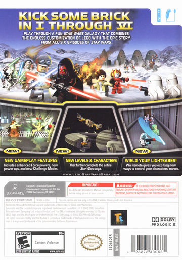 LEGO Star Wars: The Complete Saga | Wii | back cover | region=North America | source-country=United States | zypher-v2 | moby-b9a84cfc28e4 | Data by MobyGames.com