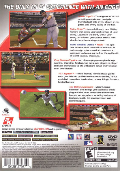 
Major League Baseball 2K6 | PlayStation 2 | back cover | Data by MobyGames.com