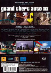 Grand Theft Auto III | PlayStation 2 | back cover | region=North America | source-country=Canada,United States | zypher-v2 | moby-c066b5cb7440 | Data by MobyGames.com