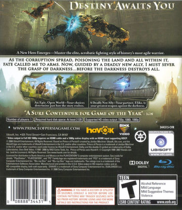 
Prince of Persia | PlayStation 3 | back cover | Region: North America | source-country=Canada,Mexico,United States | Data by MobyGames.com