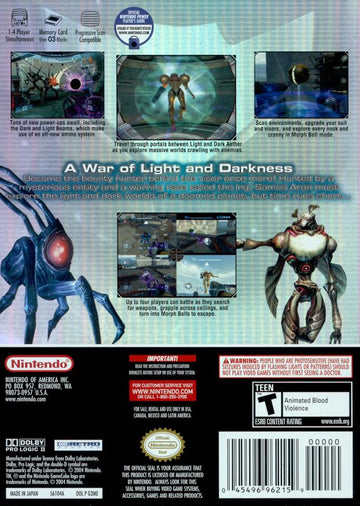 
Metroid Prime 2: Echoes | GameCube | back cover | Data by MobyGames.com