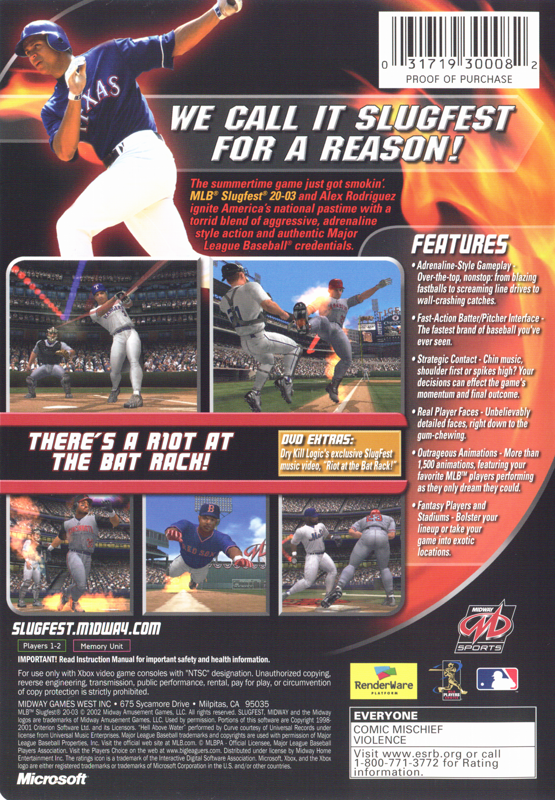 
MLB SlugFest 20-03 | Xbox | back cover | Data by MobyGames.com