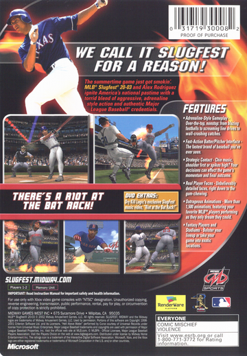 
MLB SlugFest 20-03 | Xbox | back cover | Data by MobyGames.com