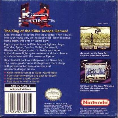
Killer Instinct | Game Boy | back cover | Data by MobyGames.com