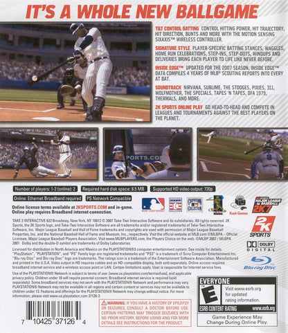 Major League Baseball 2K7 | PlayStation 3 | back cover | region=North America | source-country=Canada,Mexico,United States | zypher-v2 | moby-12904ca1807e | Data by MobyGames.com