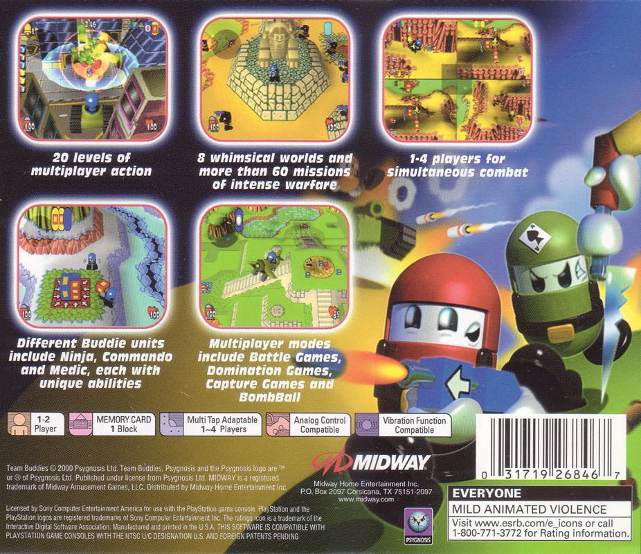 
Team Buddies | PlayStation | back cover | Data by MobyGames.com