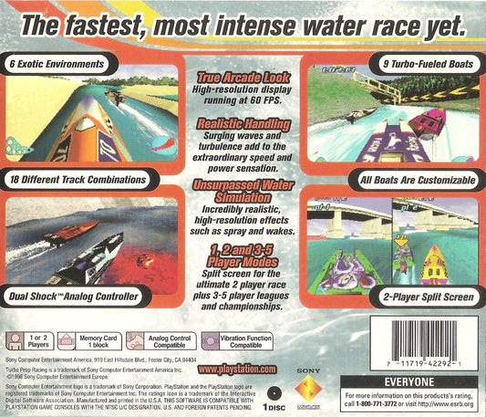 
Turbo Prop Racing | PlayStation | back cover | Data by MobyGames.com
