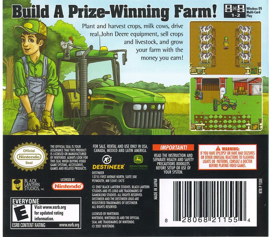 
John Deere: Harvest in the Heartland | Nintendo DS | back cover | Data by MobyGames.com