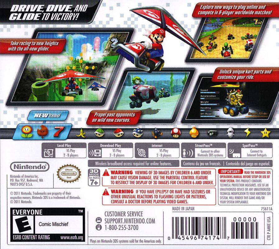 
Mario Kart 7 | Nintendo 3DS | back cover | Data by MobyGames.com