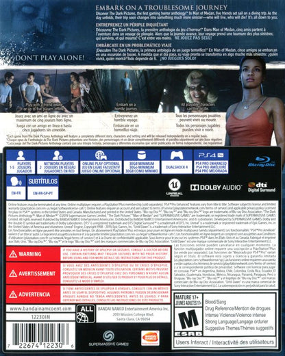 
The Dark Pictures Anthology: Man of Medan | PlayStation 4 | back cover | Data by MobyGames.com