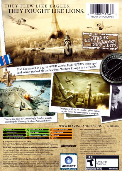 
Blazing Angels: Squadrons of WWII | Xbox | back cover | Data by MobyGames.com