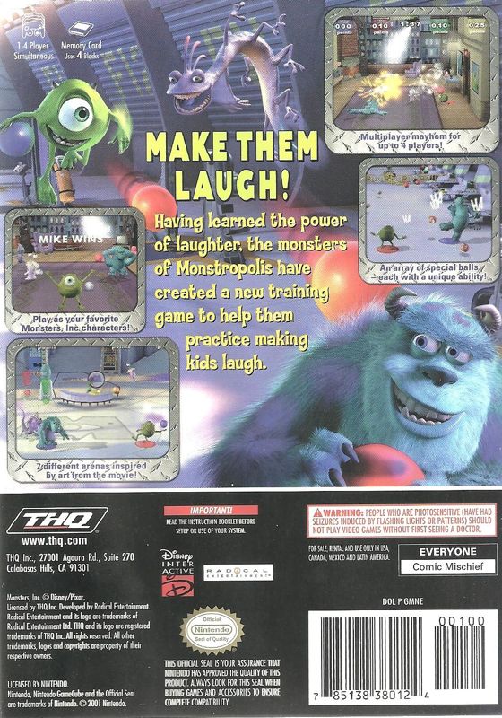 
Disney•Pixar Monsters, Inc.: Scream Arena | GameCube | back cover | Data by MobyGames.com