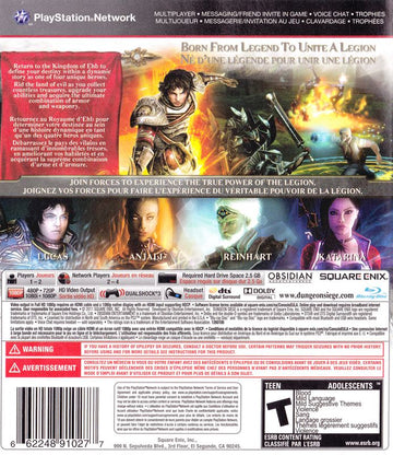 
Dungeon Siege III | PlayStation 3 | back cover | Region: North America | source-country=Canada | Data by MobyGames.com