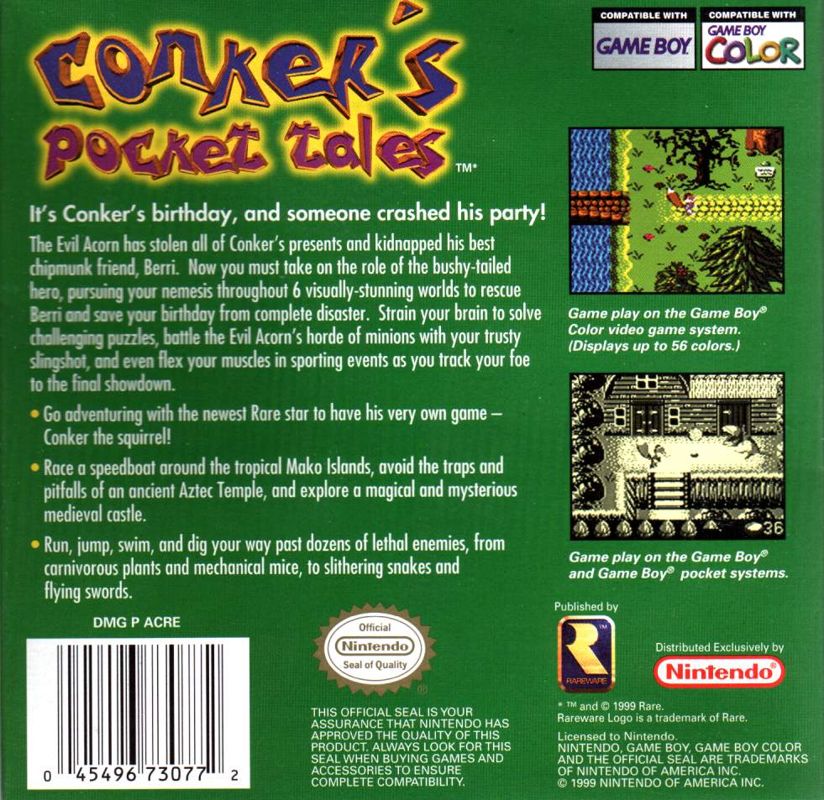 
Conker's Pocket Tales | Game Boy Color | back cover | Data by MobyGames.com