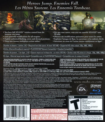 
Medal of Honor: Airborne | PlayStation 3 | back cover | Region: North America | source-country=Canada | Data by MobyGames.com