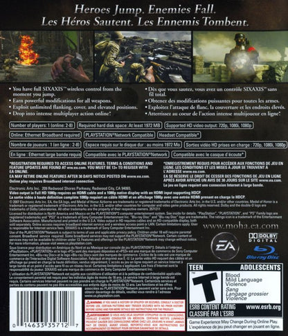 
Medal of Honor: Airborne | PlayStation 3 | back cover | Region: North America | source-country=Canada | Data by MobyGames.com