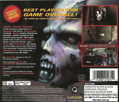 
Resident Evil: Director's Cut (Greatest Hits) | PlayStation | back cover | Data by MobyGames.com