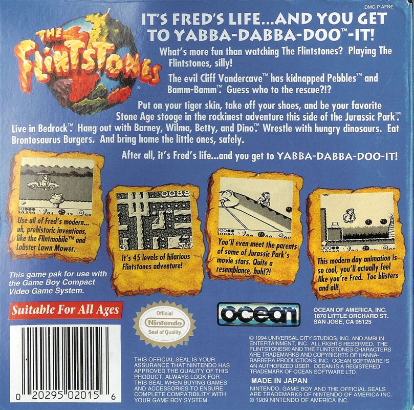 
The Flintstones | Game Boy | back cover | Data by MobyGames.com