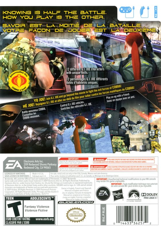 G.I. Joe: The Rise of Cobra | Wii | back cover | region=North America | source-country=Canada,Mexico,United States | zypher-v2 | moby-f3de53bb7e5f | Data by MobyGames.com