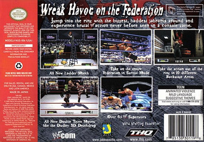 
WWF No Mercy | Nintendo 64 | back cover | Data by MobyGames.com