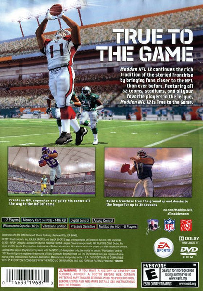 
Madden NFL 12 | PlayStation 2 | back cover | Region: North America | source-country=United States | Data by MobyGames.com