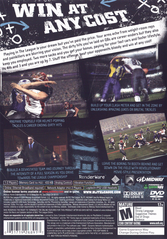 
Blitz: The League | PlayStation 2 | back cover | Data by MobyGames.com