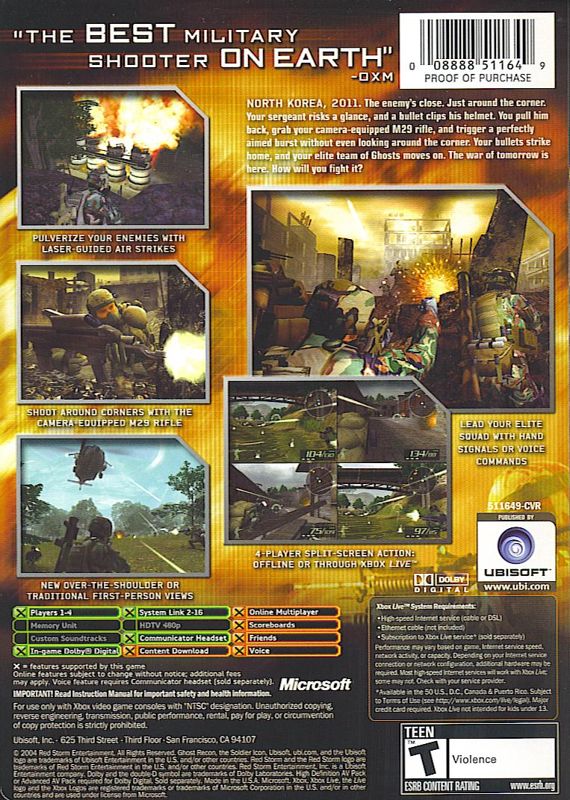 Tom Clancy's Ghost Recon 2: 2011 - Final Assault | Xbox | back cover | region=North America | source-country=United States | zypher-v2 | moby-6578ab8513b4 | Data by MobyGames.com