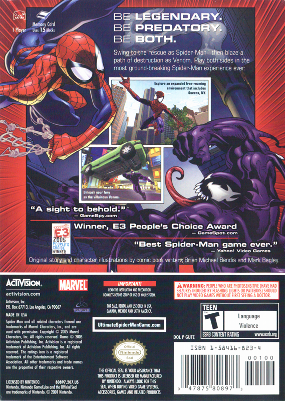 
Ultimate Spider-Man | GameCube | back cover | Data by MobyGames.com