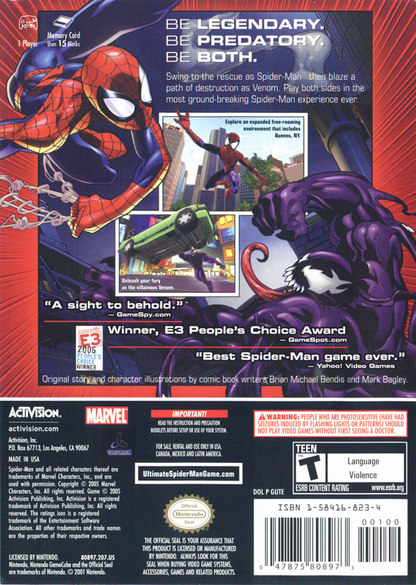 
Ultimate Spider-Man | GameCube | back cover | Data by MobyGames.com