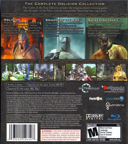 
The Elder Scrolls IV: Oblivion - Game of the Year Edition | PlayStation 3 | back cover | Data by MobyGames.com