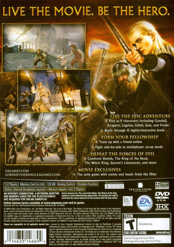 The Lord of the Rings: The Return of the King | PlayStation 2 | back cover | region=North America | source-country=Canada,United States | zypher-v2 | moby-96dbb90896a2 | Data by MobyGames.com