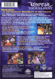 
Unreal Tournament | PlayStation 2 | back cover | Region: North America | source-country=Canada,United States | Data by MobyGames.com