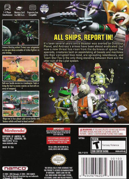 Star Fox Assault | GameCube | back cover | region=North America | source-country=Canada,Mexico,Other,United States | zypher-v2 | moby-5cc6d5e16287 | Data by MobyGames.com