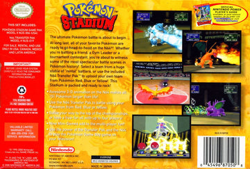 Pokémon Stadium | Nintendo 64 | back cover | region=North America | source-country=United States | zypher-v2 | moby-67700e08b921 | Data by MobyGames.com