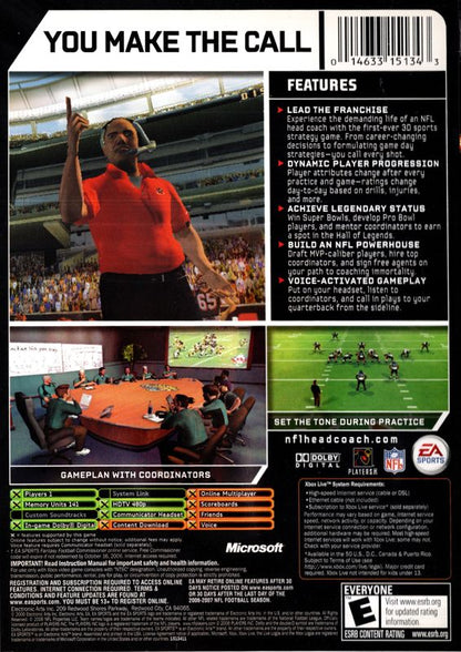NFL Head Coach | Xbox | back cover | region=North America | source-country=United States | zypher-v2 | moby-11808469e825 | Data by MobyGames.com