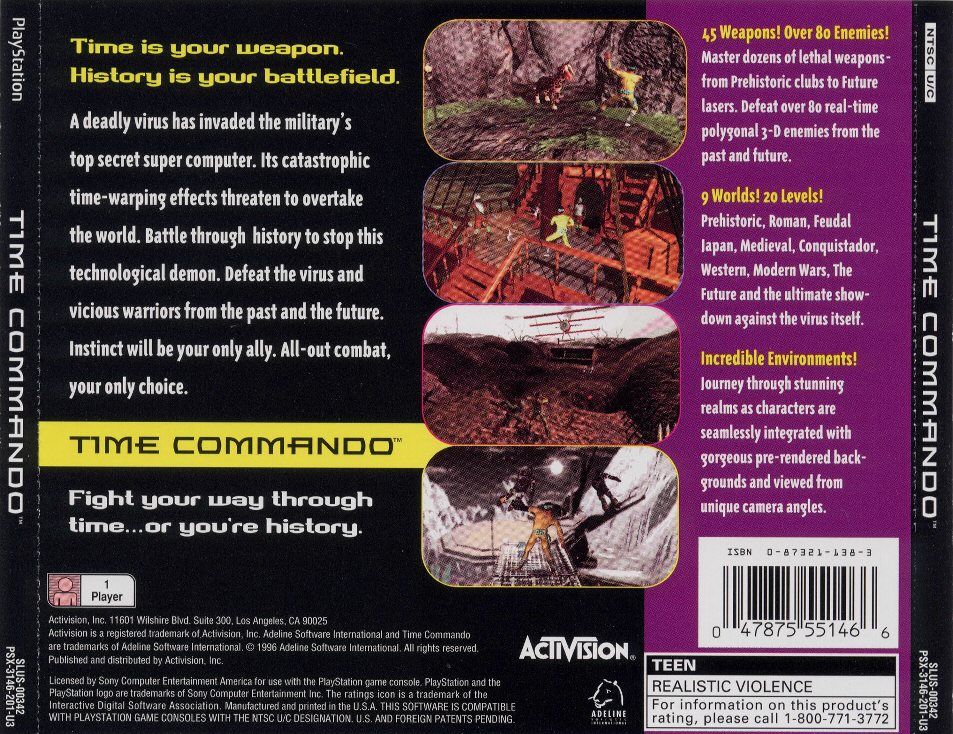 
Time Commando | PlayStation | back cover | Data by MobyGames.com