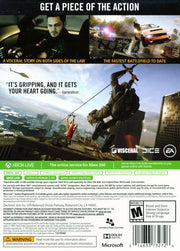 
Battlefield: Hardline | Xbox 360 | back cover | Region: North America | source-country=Canada,United States | Data by MobyGames.com