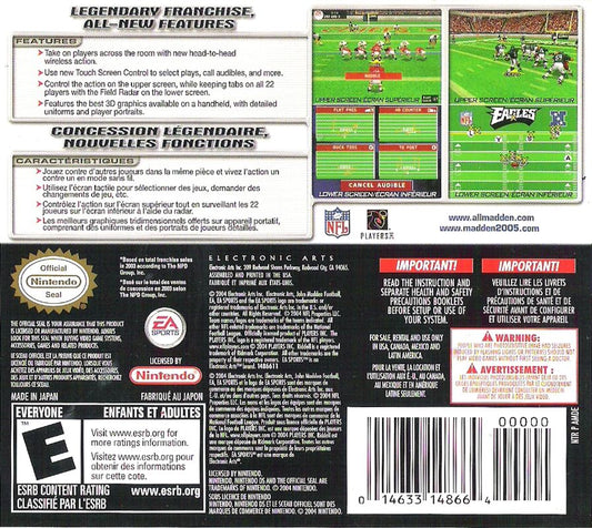
Madden NFL 2005 | Nintendo DS | back cover | Data by MobyGames.com