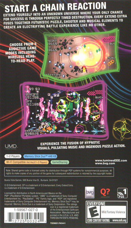 Every Extend Extra | PSP | back cover | region=North America | source-country=United States | zypher-v2 | moby-1777cd31308d | Data by MobyGames.com