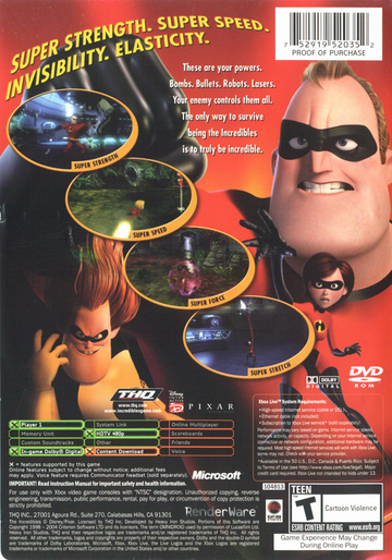 
The Incredibles | Xbox | back cover | Data by MobyGames.com