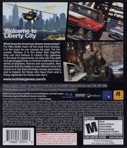 Grand Theft Auto IV | PlayStation 3 | back cover | region=North America | source-country=United States | zypher-v2 | moby-cfe6b9a43dc5 | Data by MobyGames.com