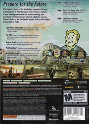 Fallout 3: Game of the Year Edition | Xbox 360 | back cover | region=North America | source-country=Canada,Mexico,United States | zypher-v2 | moby-a7eb3d8ac57a | Data by MobyGames.com