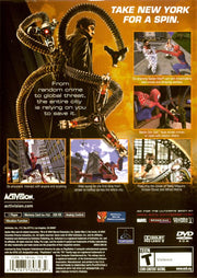 Spider-Man 2 | PlayStation 2 | back cover | region=North America | source-country=United States | zypher-v2 | moby-05d961a381e1 | Data by MobyGames.com