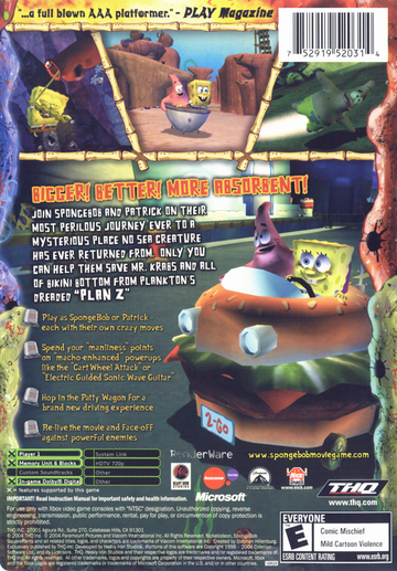
The SpongeBob SquarePants Movie | Xbox | back cover | Data by MobyGames.com